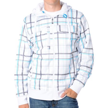 Empyre Elmhurst White Plaid Sherpa 2012 Guys Zip Tech Fleece Jacket