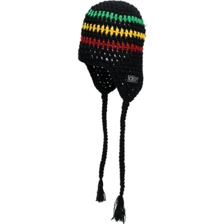 Empyre Beaker Earflap Black & Rasta Knit Beanie