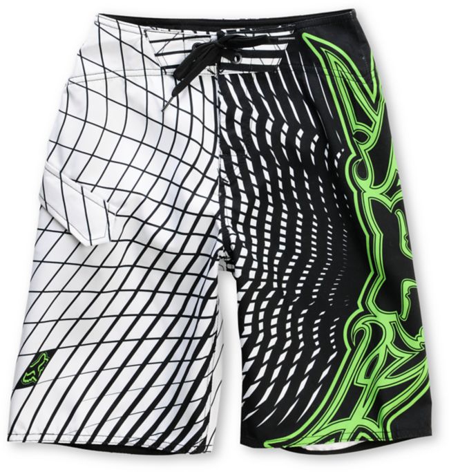 Fox Harter Vortex White & Black Boys Board Shorts