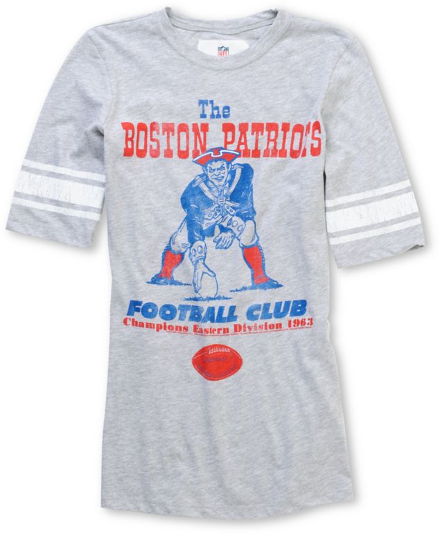 Junk Food Girls NFL Boston Patriots Grey Football Tee Shirt