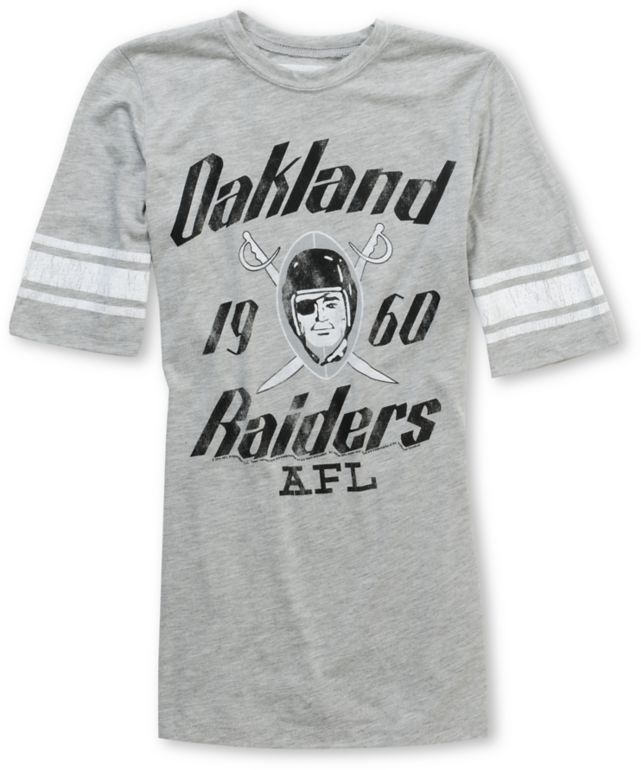 Junk Food Girls NFL Oakland Raiders Charcoal Football Tee Shirt