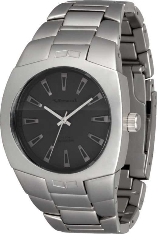 Vestal Gearhead Matte Silver & Black Analog Watch
