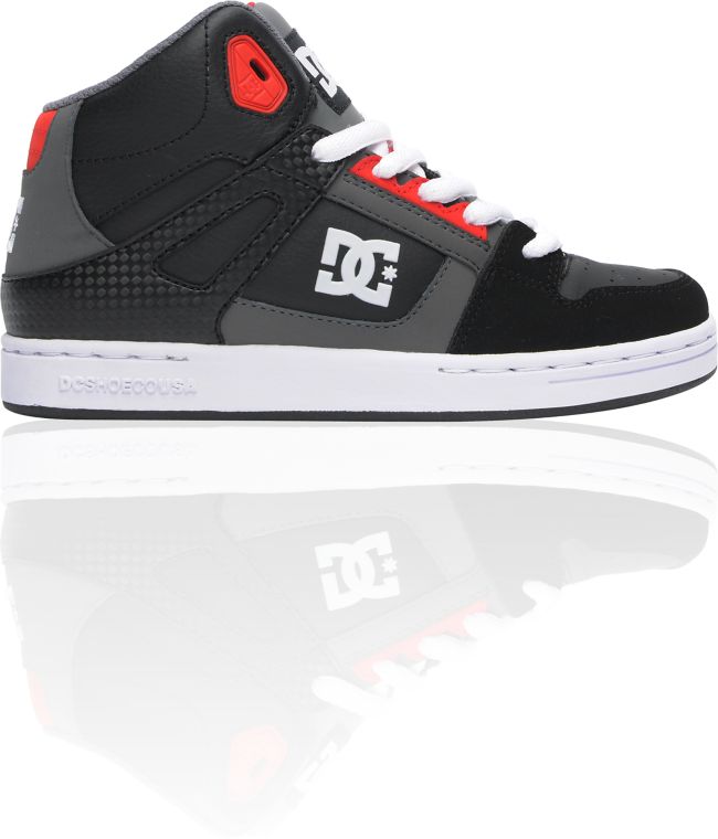 DC Boys Rebound Hi Black, Battleship & Red Skate Shoe