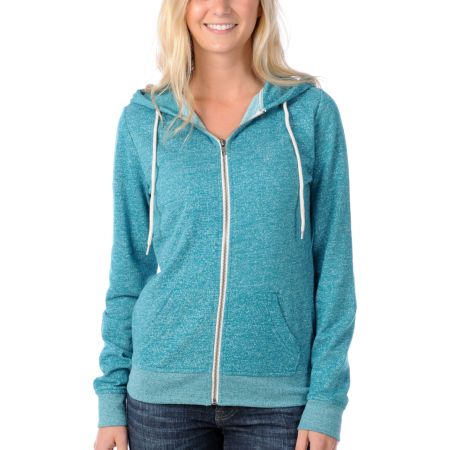 Zine Girls Bright Green Salt & Pepper Zip Up Hoodie
