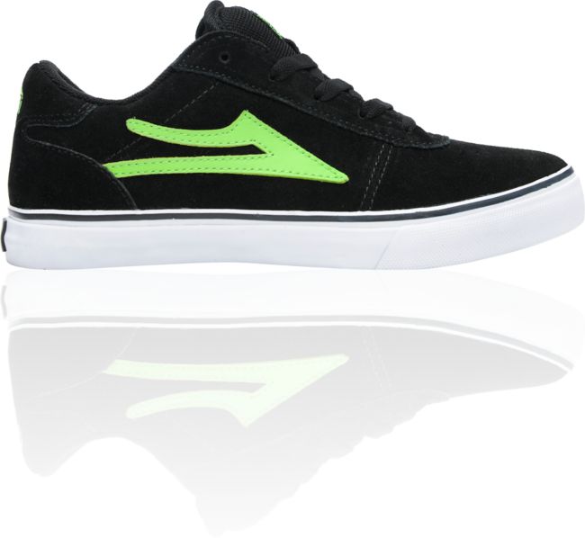 Lakai Boys Manchester Select Black & Lime Suede Skate Shoe