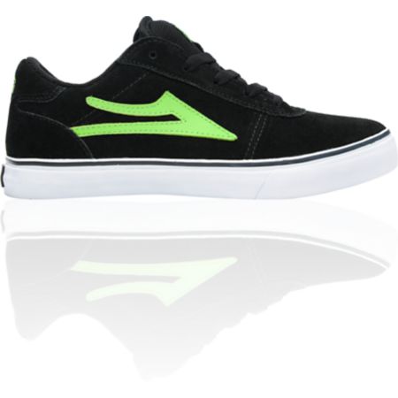 Lakai Boys Manchester Select Black & Lime Suede Skate Shoe