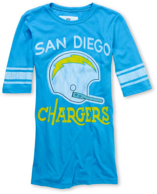 Junk Food Girls NFL San Diego Chargers Turquoise Football Tee Shirt