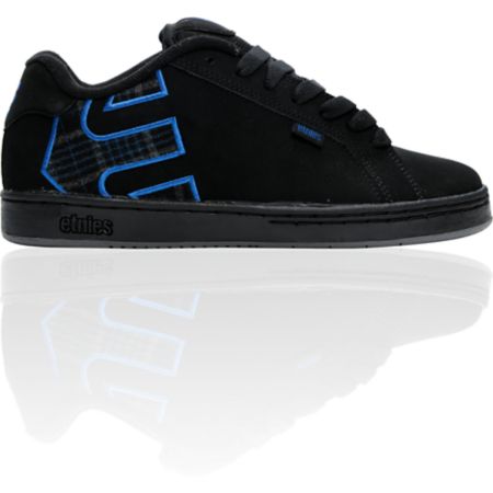Etnies Fader Black & Royal Plaid Skate Shoe