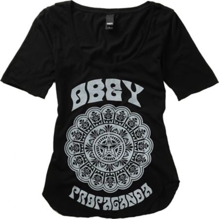 Obey Girls Starflower Black Dance Tee Shirt