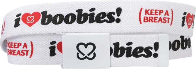 I Love Boobies Keep A Breast White Belt