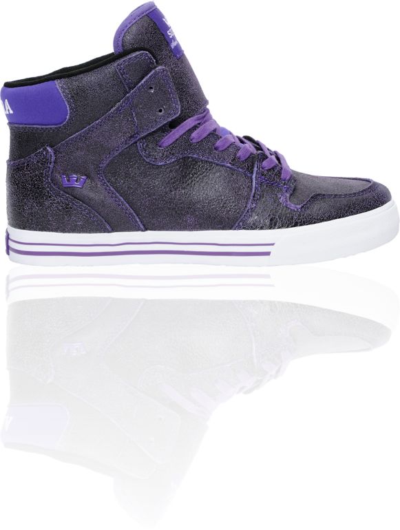 Supra Vaider Stevie Williams Purple Cracked Leather Skate Shoe