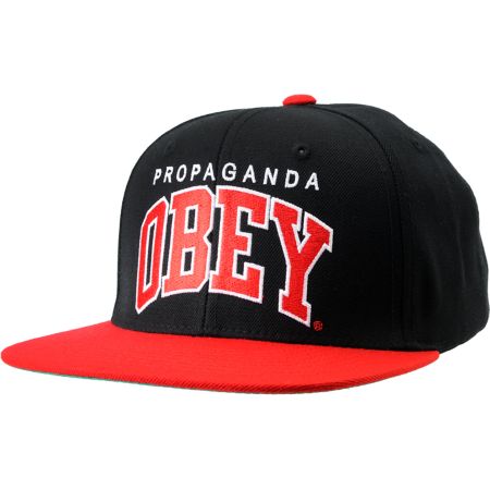Obey Throwback Black & Red Snapback Hat