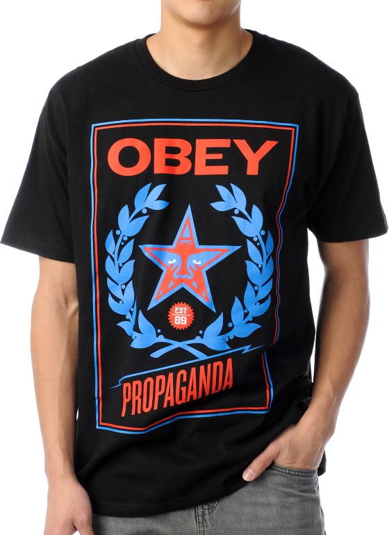 Obey Classic Crest Black Tee Shirt