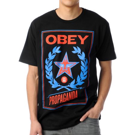 Obey Classic Crest Black Tee Shirt