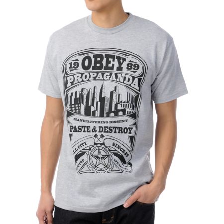 Obey Rooftop Heather Grey Tee Shirt
