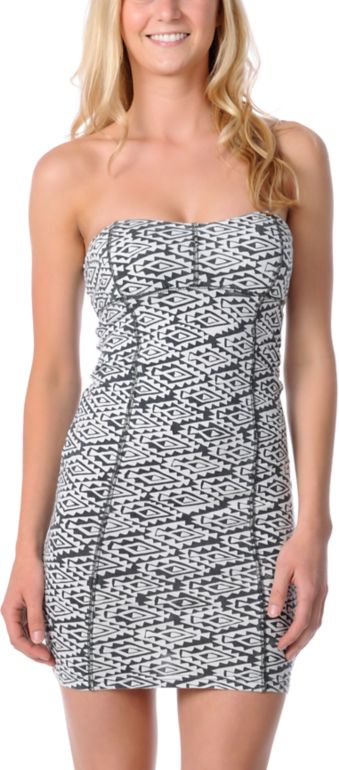 Billabong Girls Forever After Charcoal Grey Tube Dress