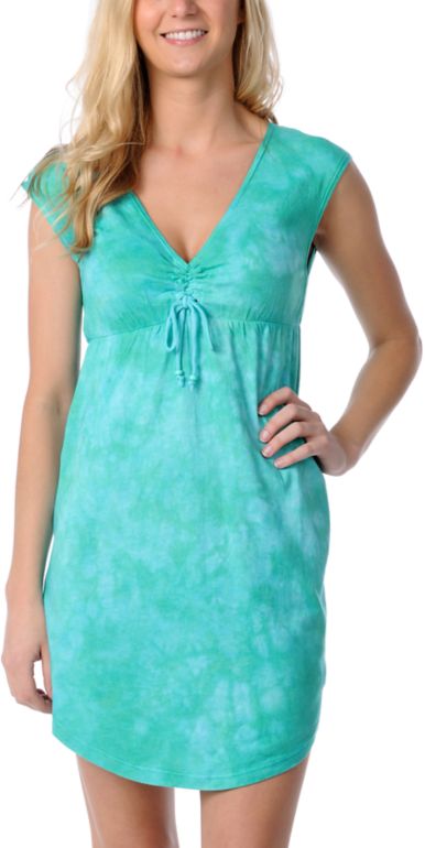 Billabong Girls Dynesty Teal Tie Dye Dress