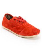 Toms Cordones Red Suede Shoes