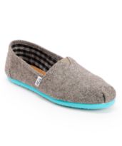 Toms Classics Teal Pop Herringbone Girls Shoe