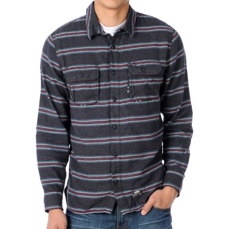 Vans Ruskin Charcoal Striped Flannel Shirt