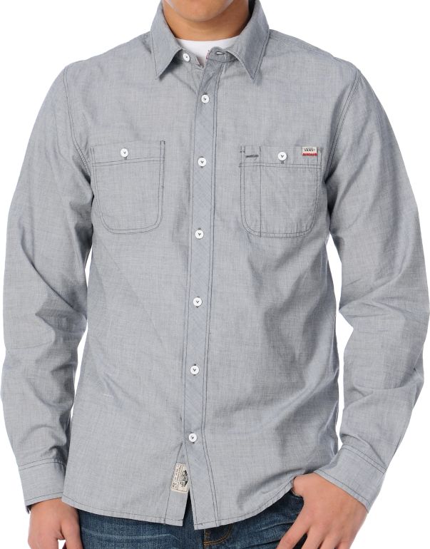 Vans Boone Grey Long Sleeve Button Up Shirt