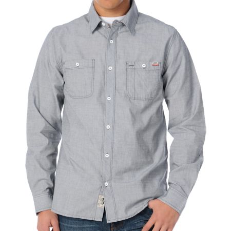 Vans Boone Grey Long Sleeve Button Up Shirt 