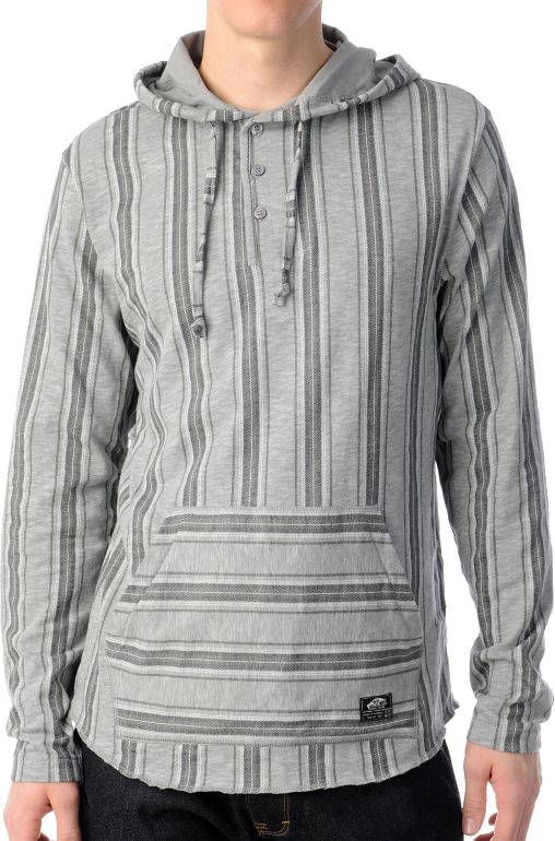Vans Occulta Grey Striped Hooded Henley Shirt