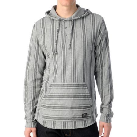 Vans Occulta Grey Striped Hooded Henley Shirt