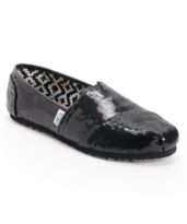Toms Classics Black Sequins Girls Shoe