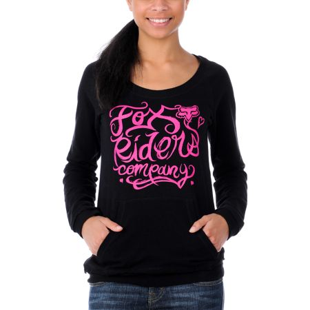 Fox Girls Forever Young Twisted Back Black Pullover Sweatshirt