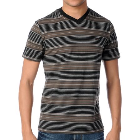 RVCA Burner Striped V-Neck Tee Shirt
