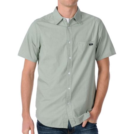 RVCA Mini Blue Green Short Sleeve Woven Shirt