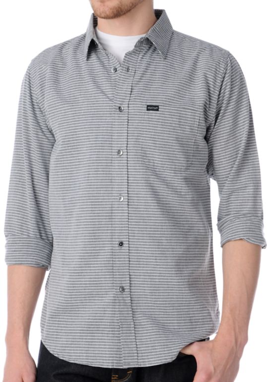 Matix Millpath Grey Pinstripe Long Sleeve Button Up Shirt