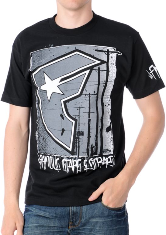 Famous Stars & Straps Power Lines BOH Black Tee Shirt