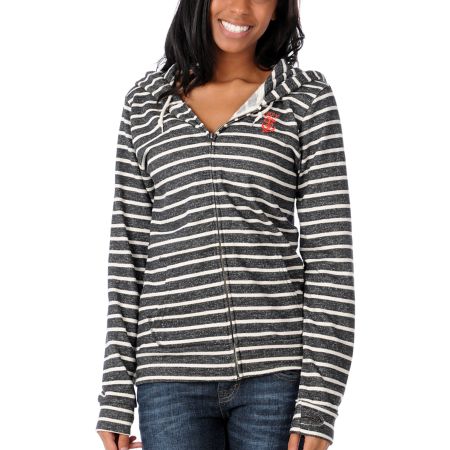 Obey Girls Anchor Snake Black & White Stripe Zip Up Hoodie