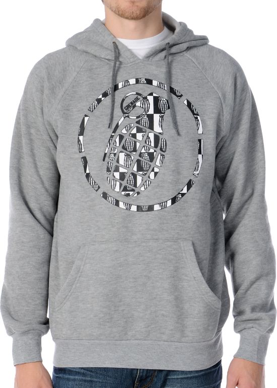 Grenade Checker Stencil Charcoal Pullover Hoodie