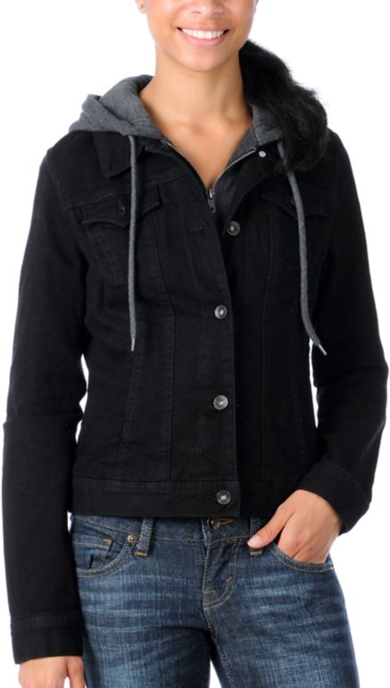 Empyre Girls Resolve Solid Black Jean Jacket
