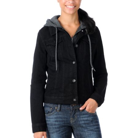 Empyre Girl Resolve Solid Black Denim Jacket