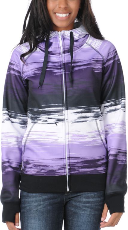 Empyre Girl Canyon Purple & Black Stripe 2012 Tech Fleece Zip Up Hoodie