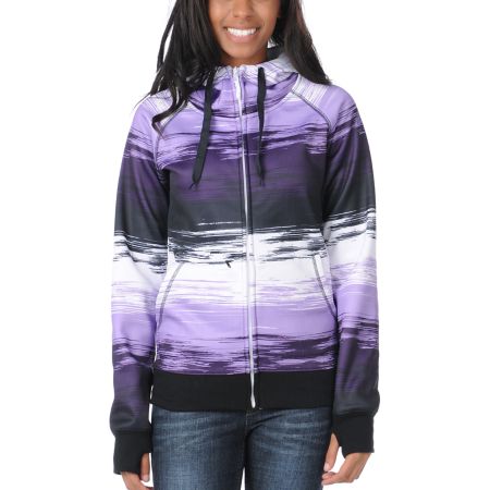 Empyre Girl Canyon Purple & Black Stripe 2012 Tech Fleece Zip Up Hoodie