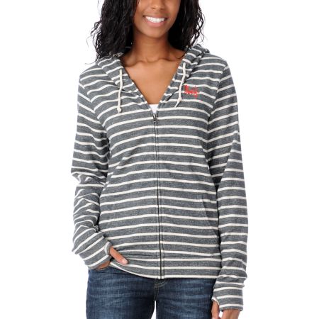 Obey Light Years Charcoal Stripe Girls Zip Up Hoodie
