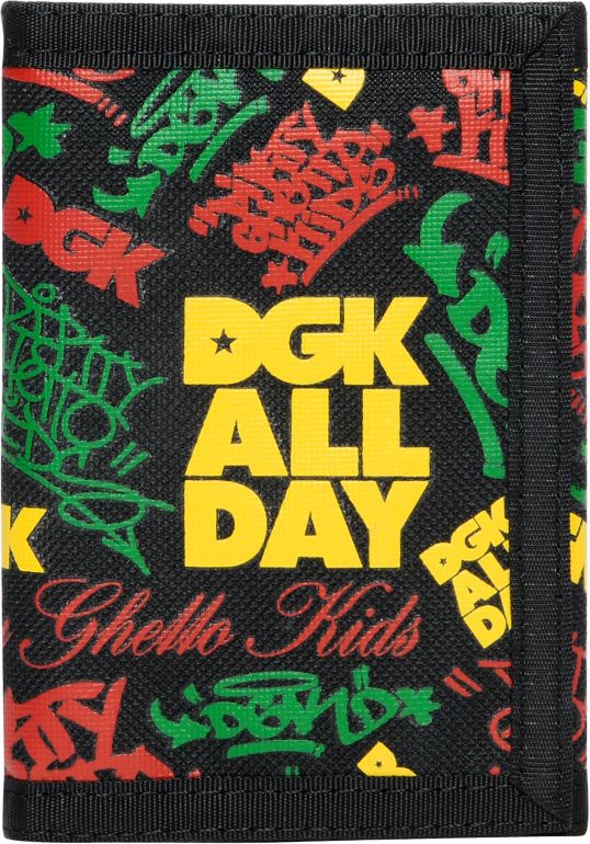 DGK Classic Black & Rasta Tri-Fold Wallet
