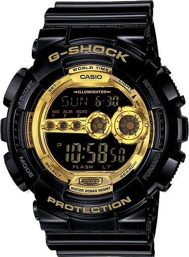 G-Shock GD100GB-1 Black & Gold Digital Watch