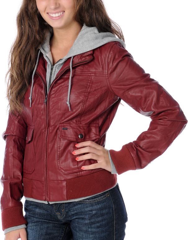 Obey Jealous Lover Dark Red Bomber Jacket