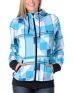 Volcom Girls Shot Gun White & Blue Plaid Tech Fleece Zip Up Hoodie