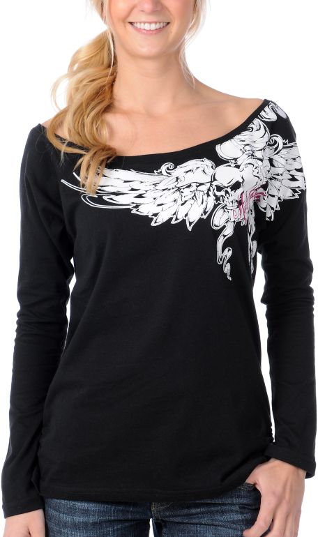 Metal Mulisha Ava Black Raglan Top