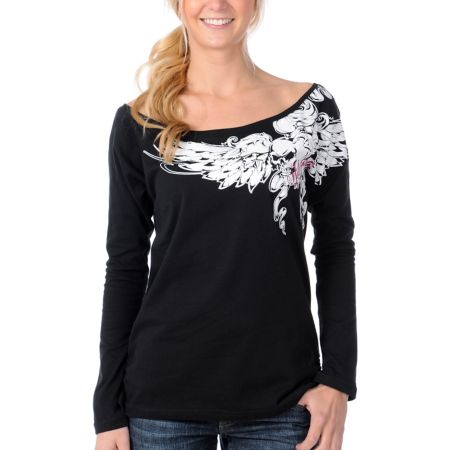 Metal Mulisha Ava Black Raglan Top