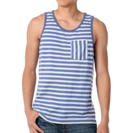 RVCA Some Guy Blue Stripe Tank Top