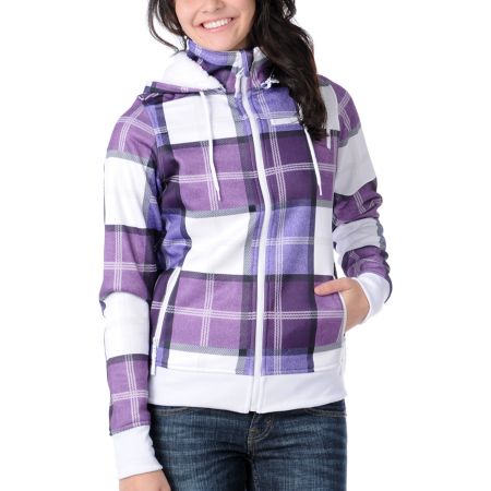 Empyre Girl Alpine Purple Plaid Sherpa Tech Fleece