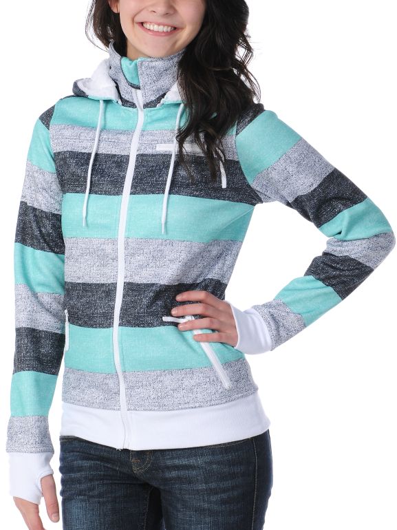 Empyre Girl Alpine Mint Rugby Stripe Tech Fleece